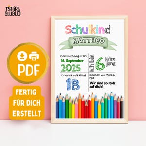 Poster schoolinschrijvingen leerling 2025 mijlpaalbord cadeau 1e klas | Mijlpaalposter voor de start van school | PDF voltooid