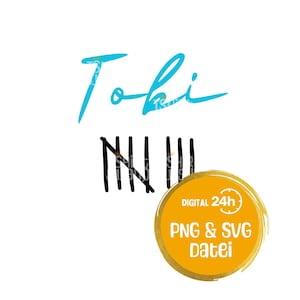 Naam en nummer kind teltabel SVG & PNG – Gepersonaliseerd plotterbestand voor verjaardagsshirt, trui, kussen, tas – Digitale download