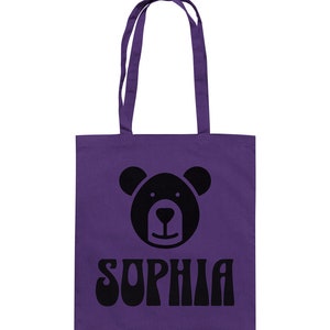 Stofftasche personalisiert mit Wunschname und Motiv Baumwolltasche Lila