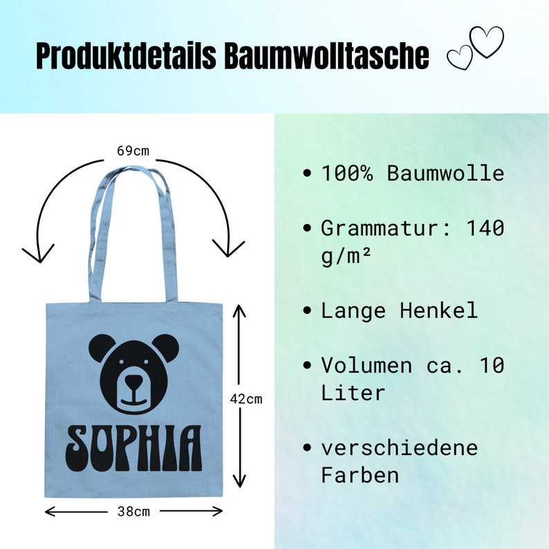 Stofftasche personalisiert mit Wunschname und Motiv Baumwolltasche Bild 4