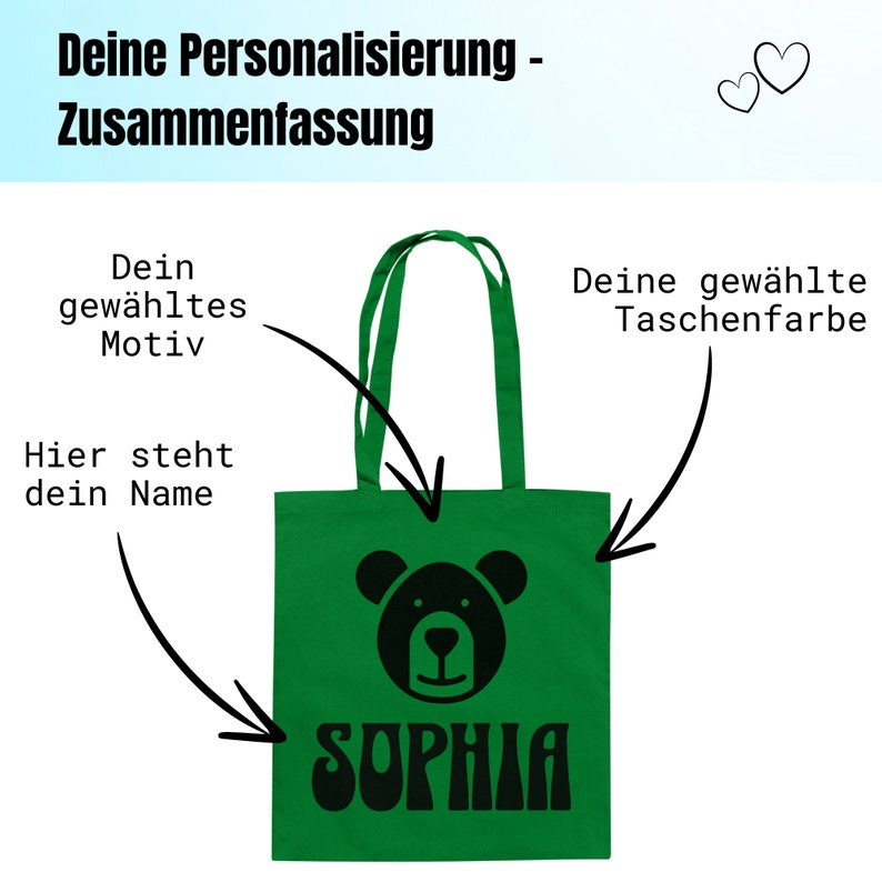 Stofftasche personalisiert mit Wunschname und Motiv Baumwolltasche Bild 3