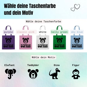 Stofftasche personalisiert mit Wunschname und Motiv Baumwolltasche Bild 2