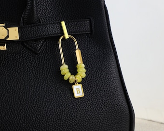 Birthstone Beaded Bag Charm Keychain, Natural Gemstone Purse Charm, Handmade Crystal Pendant, Month Stone Gift for Her, Gift for bridesmaids