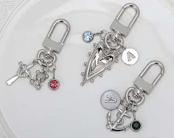 charm keychains,Holder Multiple Charm, Holder Ring Luxury silver Bag Charm, Key Holders Purse Charm, Women Bag Accessories, Gift for Her