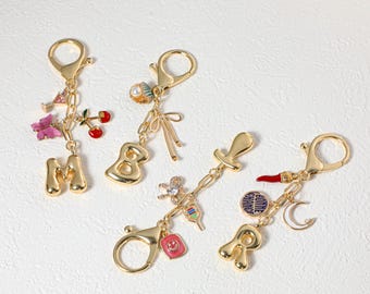 Personalized charm keychain, pendant keychain, initial pendant, charm bag charm, personalized keychain, car keychain, birthday gift