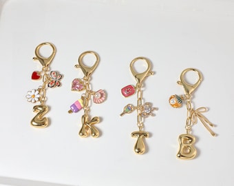 Personalized charm keychain, pendant keychain, initial pendant, charm bag charm, personalized keychain, car keychain, birthday gift