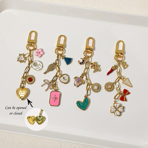Llavero con dije personalizado, llavero con colgante, colgante con inicial, dije para bolso, llavero personalizado, llavero de coche, regalo de cumpleaños