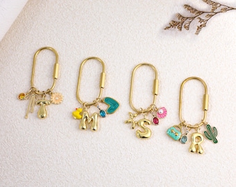 Custom keychain, personalized bag charm, initial and birthstone keychain, handbag accessory, bridesmaid gift, Christmas gift for her