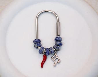 Birthstone Beaded Bag Charm Keychain, Natural Gemstone Purse Charm, Handmade Crystal Pendant, Month Stone Gift for Her，Gift for bridesmaids