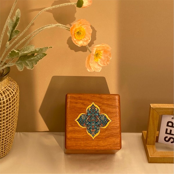Japanese wooden jewelry box, Embroidered jewelry box, Walnut bead treasure boxes, Personalized jewelry boxes, Japanese jewelry box