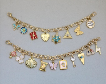 Custom Charm Bracelet,Personalized Charm Bracelet,pick your own charms & chain,create your own charm bracelet,Birthday Gift,gold ,silver