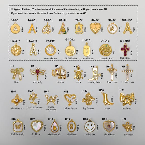 Bulk wholesale various styles of gold plated Charms | Single charms to add to bracelets or necklaces | DIY bracelet necklace accessories