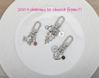 charm keychains,Holder Multiple Charm, Holder Ring Luxury silver Bag Charm, Key Holders Purse Charm, Women Bag Accessories, Gift for Her