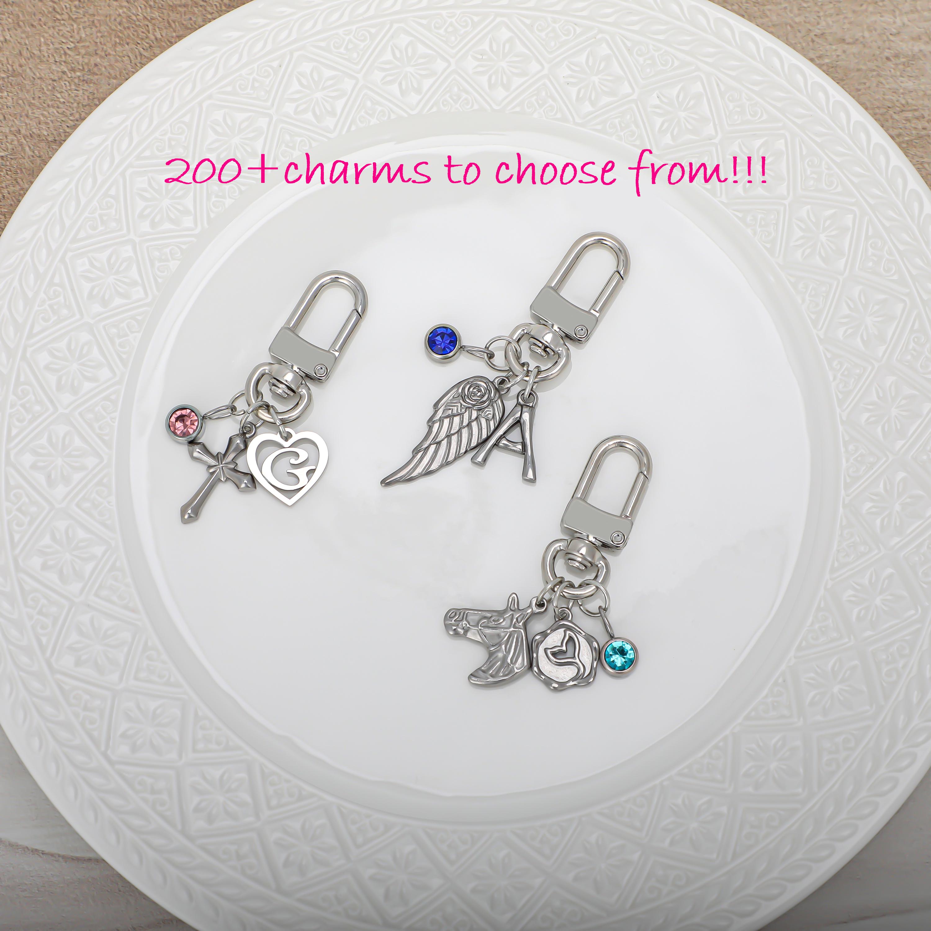 charm keychains,Holder Multiple Charm, Holder Ring Luxury silver Bag Charm, Key Holders Purse Charm, Women Bag Accessories, Gift for Her