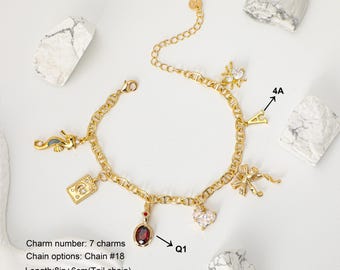 Custom bracelet, personalized bracelet, choose your own charms and chains, create your own bracelet, birthday gift, Christmas gift