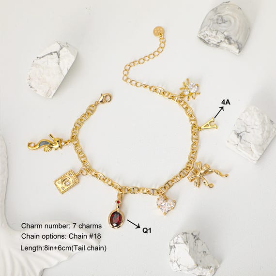 Custom bracelet, personalized bracelet, choose your own charms and chains, create your own bracelet, birthday gift, Christmas gift