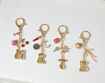 Custom keychain, personalized bag charm, initial and birthstone keychain, handbag accessory, bridesmaid gift, Christmas gift for her