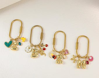 Llavero personalizado, dije de bolso personalizado, llavero con inicial y piedra de nacimiento, accesorio de bolso, regalo de dama de honor, regalo de Navidad para ella