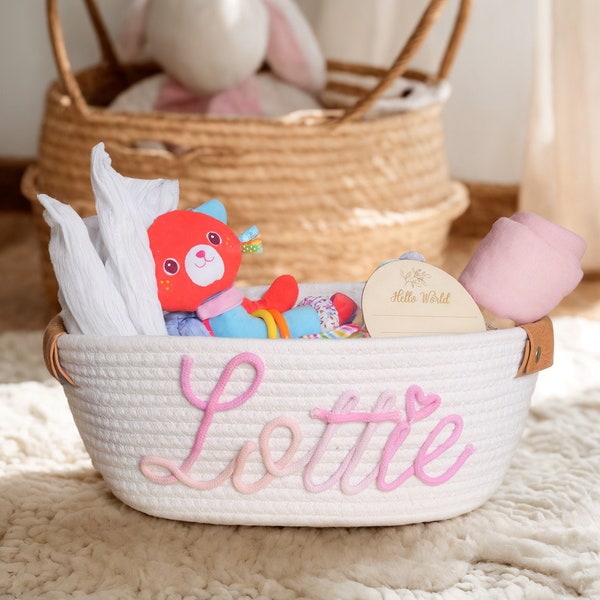 Personalized Baby shower gift basket, baby Gift Basket Cotton Rope Basket, Baby Gift Basket Toy Basket Storage Basket ,Custom Baby Name Gift