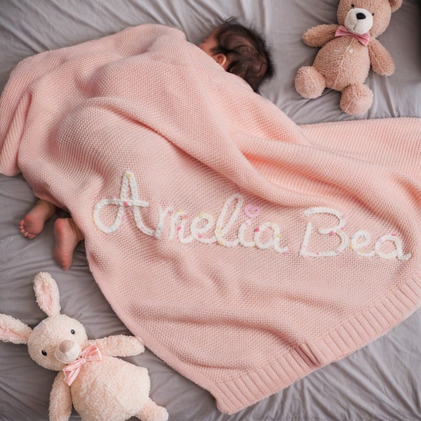 Custom Embroidered Baby Name Blanket,Personalised baby blanket,Baby Announcement,Newborn gift,Unique Baby Gift,Baby Shower Gift