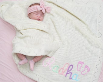 Manta personalizada con nombre de bebé, manta personalizada para niña, manta con nombre, anuncio de bebé, regalo para recién nacido, regalo para baby shower, regalo para bebé