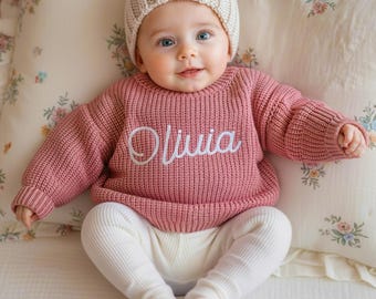 Bespoke Baby jumper: Embroidered Name & Monogram - A Treasured Gift from Auntie to Your Little One