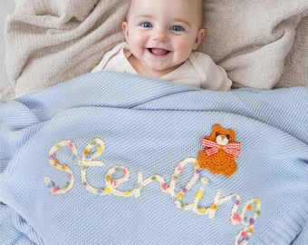 Custom Embroidered Baby Name Blanket,Personalised Baby Blanket With Name,Baby Announcement,Newborn Gift,Baby Shower Gift,Gift For Baby