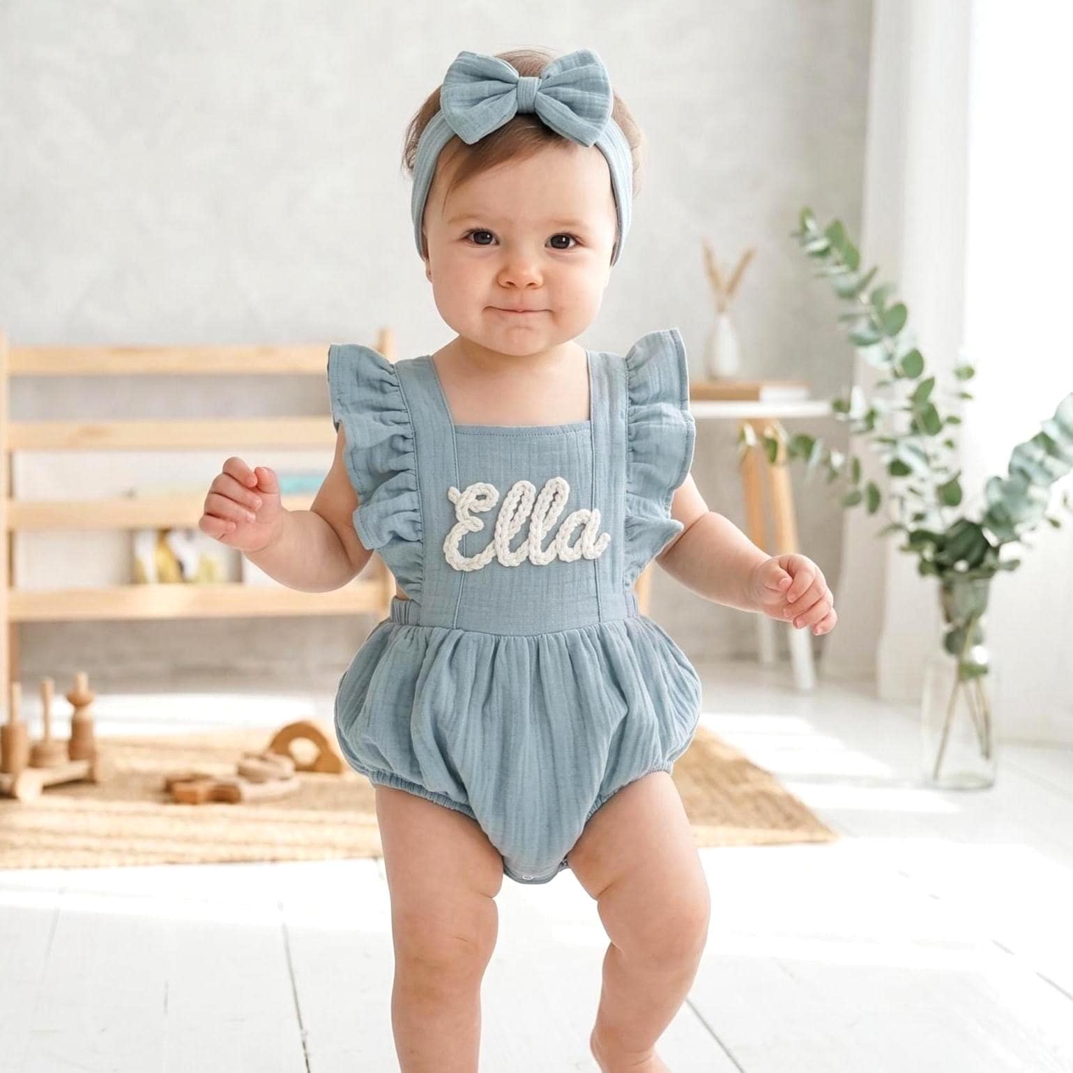 20 Baby Dress Designs for Summer That Are Actually Soft Enough to Wear 16 Personalized Baby Romper, Custom Name Ruffle Romper, Muslin Organic…