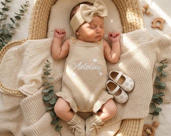Aangepaste geborduurde babymeisje pasgeboren romper, bubble romper, gepersonaliseerde outfit pasgeboren baby, eerste verjaardag, cake Smash en kraamcadeau