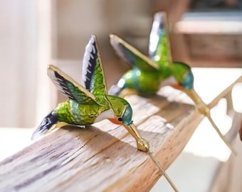 Pendientes de colibrí de plata de ley hechos a mano - Joyas únicas inspiradas en la naturaleza para mujeres - regalo para ella