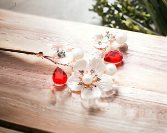 White Flower Brooch, Boho, Gift for her, Brooches