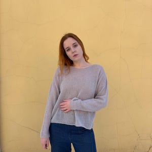 Lightweight Pullover for Women, Knit Sweater, Semi Sheer Jumper, Loose Fit Layering, Minimalist Long Sleeve Top