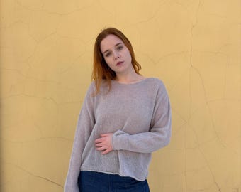 Alpaca Silk Sweater Women, Lightweight Mohair Sweater, Custom Handmade Knitted Sweater, Wool Sweater, Spring Clothing, Teen Girl Gift