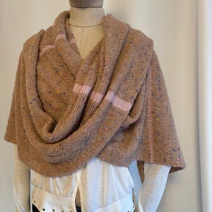 Oversized Plaid Blanket Scarf, Camel Checkered Winter Wrap Shawl, Soft Chunky Wool Wrap, Large Knit Scarf for Women, Cozy Warm Poncho Cape