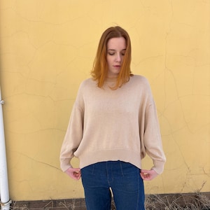 Neutral Sweater For Women, Soft Beige Knit Sweater, Handmade Merino Wool Pullover, Gift For Her, Loose Fit Jumper