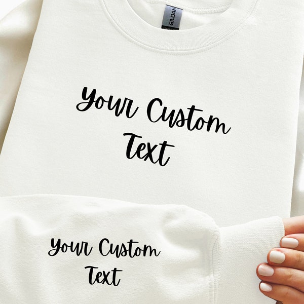 Sweatshirts avec texte personnalisé, Pull personnalisé avec impression sur les manches, Sweatshirt personnalisé avec texte, Sweatshirt avec texte personnalisé, Sweat à capuche avec texte personnalisé