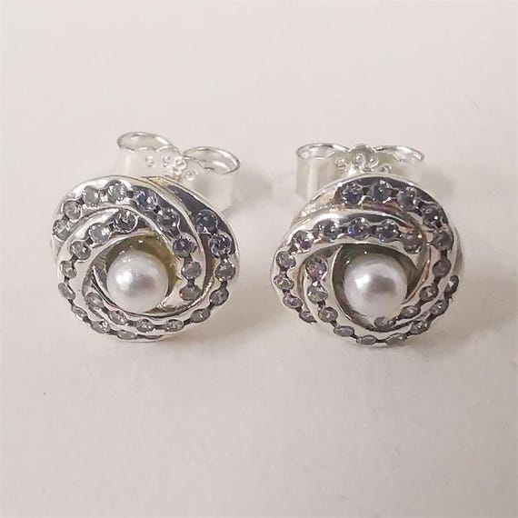 Pandora Sterling Silver Luminous Love Knot Stud Earrings Etsy
