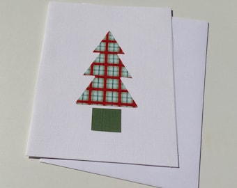 Blank Handmade Plaid Christmas Tree Note Card