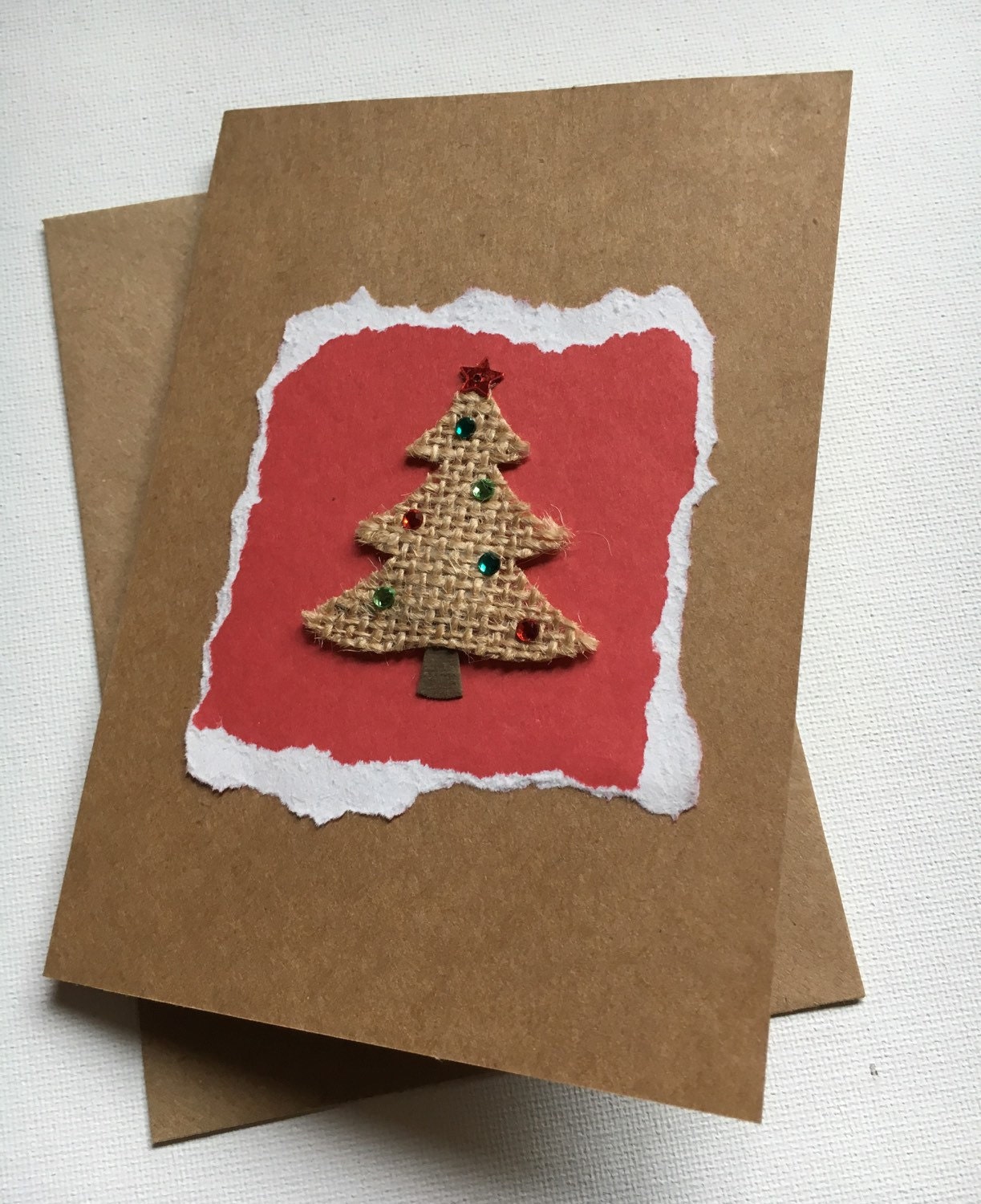 Handmade Kraft Paper Christmas Card- Christmas Tree- Blank Inside - Etsy