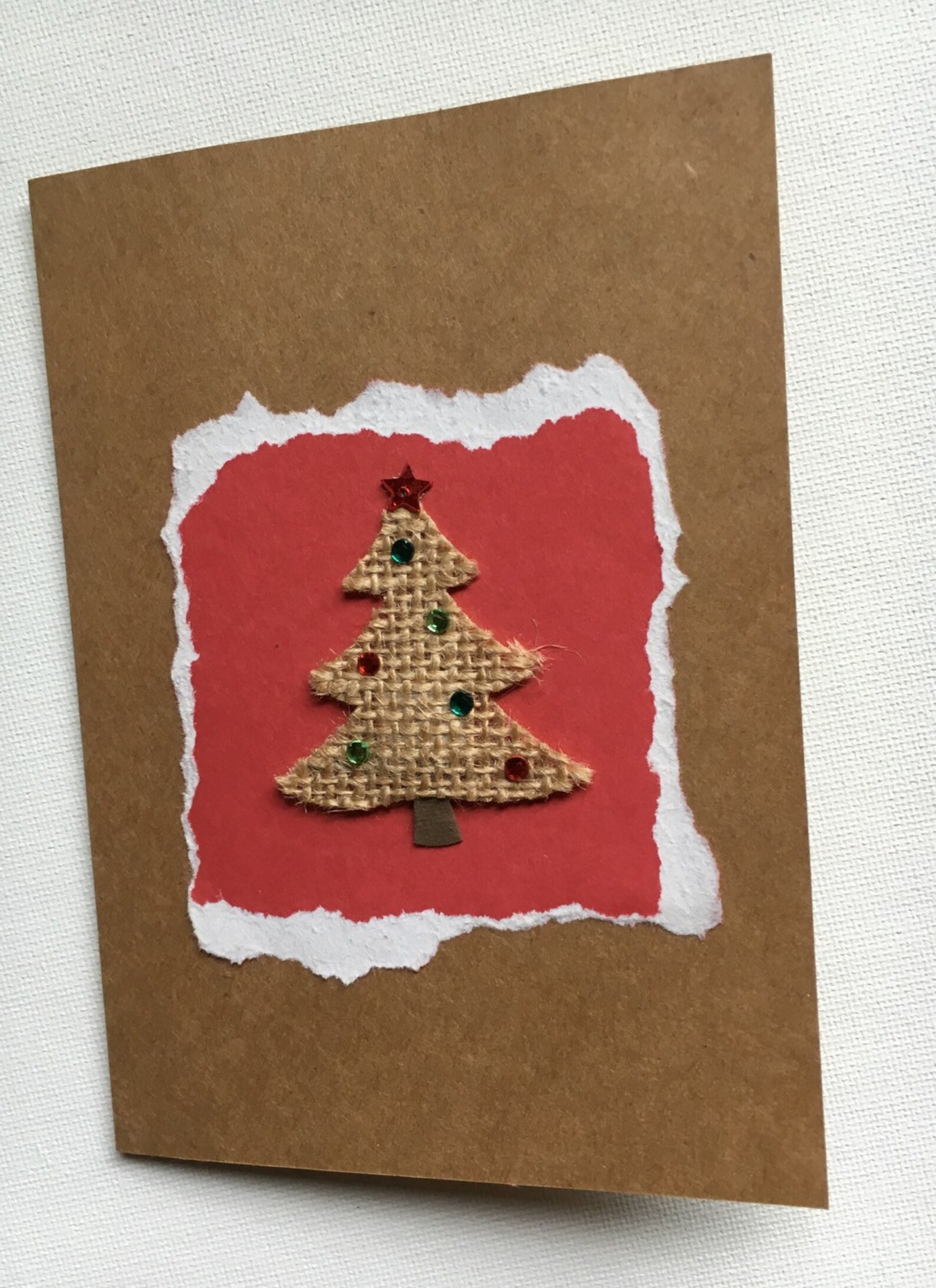 Handmade Kraft Paper Christmas Card- Christmas Tree- Blank Inside - Etsy