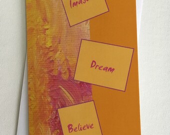 Imagine Dream Believe Blank Motivational Inspirational Greeting Card