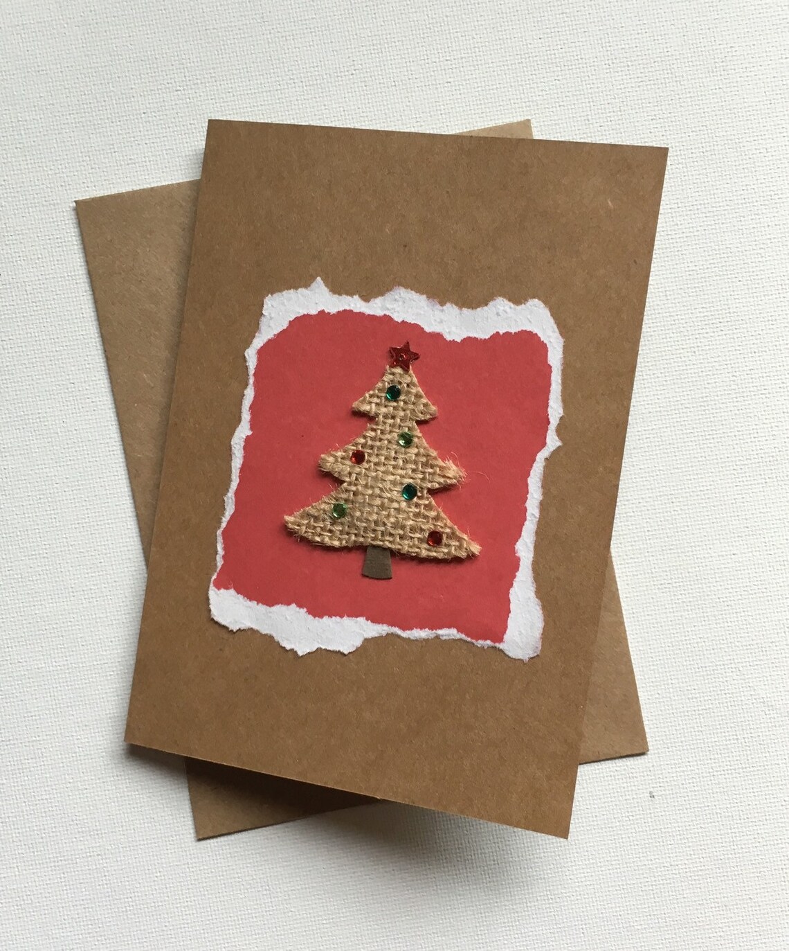 Handmade Kraft Paper Christmas Card- Christmas Tree- Blank Inside - Etsy