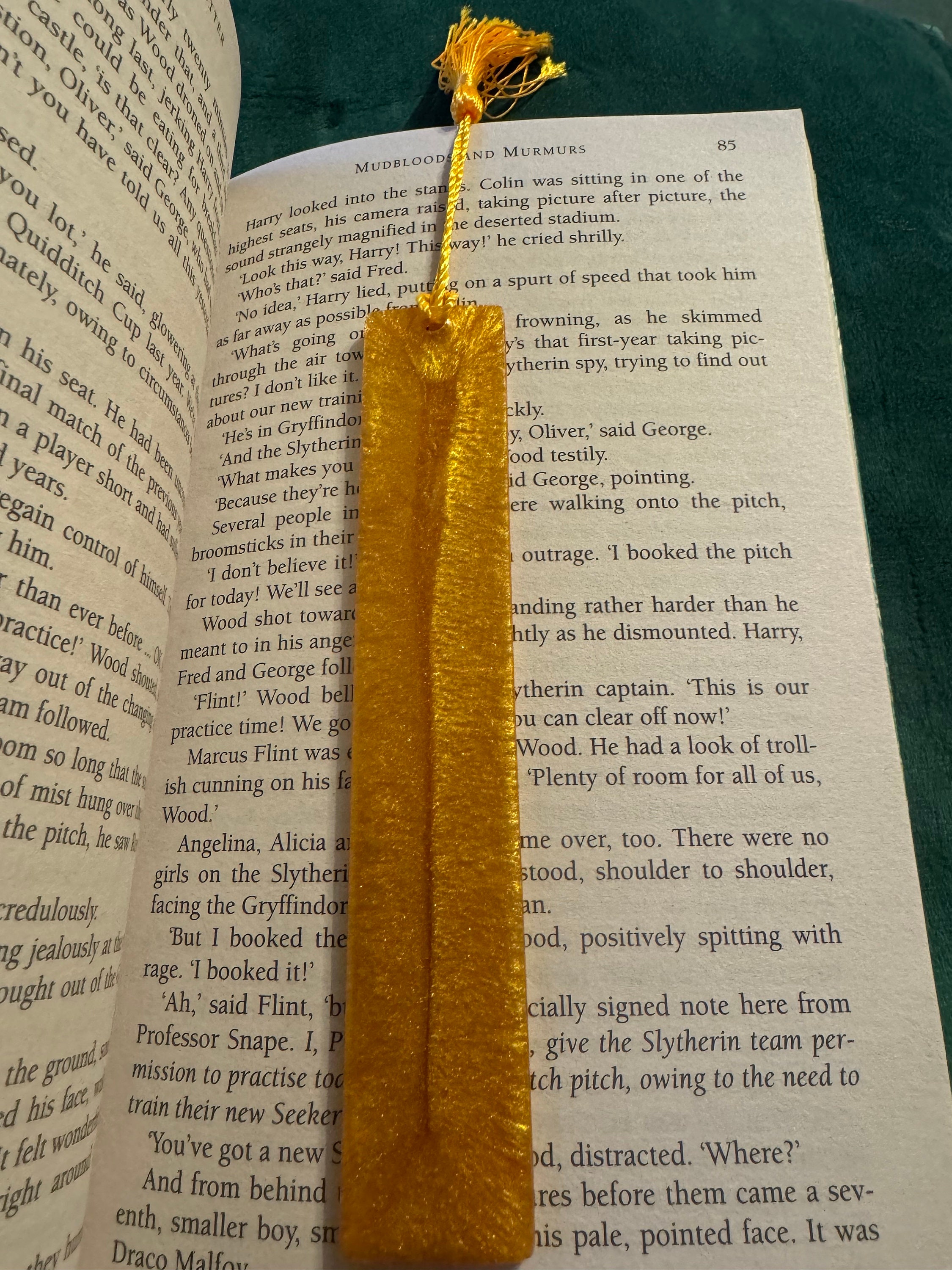 Golden Shimmer Yellow Resin Bookmark - Etsy UK