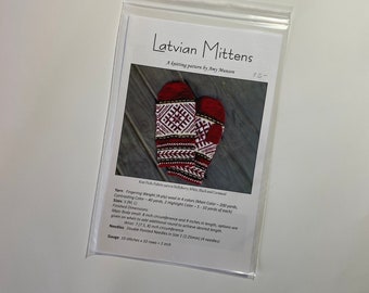 Printed Paper Copy Knitting Pattern - Latvian Mittens