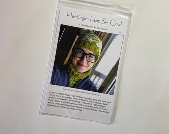 Printed Paper Copy Knitting Pattern - Hettinger Hat & Cowl