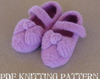 PDF Knitting Pattern - Felted Toddler Mary Jane Slippers