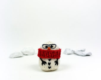 Hand Knit Nerdy Snowman