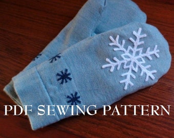 PDF Sewing Pattern: Snowflake Sweater Mittens