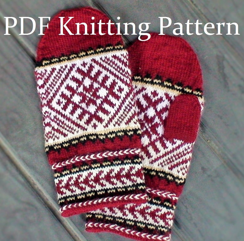PDF Knitting Pattern Latvian Mittens Etsy