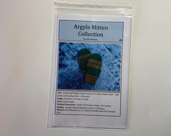 Printed Paper Copy Knitting Pattern - Argyle Mitten Collection